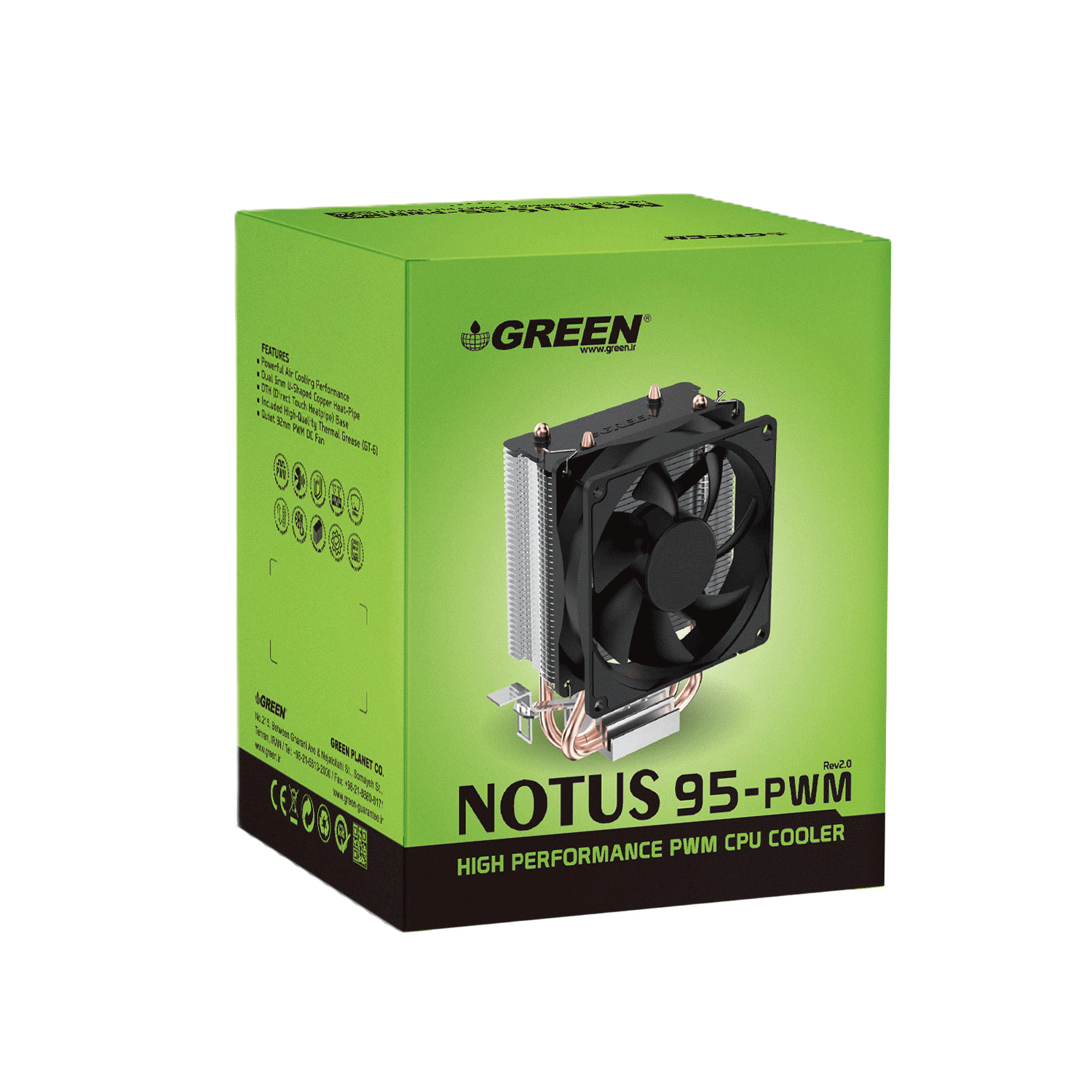 خنک کننده بادی پردازنده گرین مدل NOTUS 95-PWM Rev2 - تصویر 2
