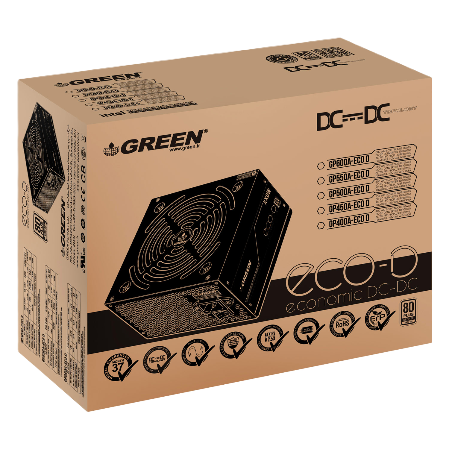 پاور غیر ماژولار گرین مدل GP600A-ECO D 600W - تصویر 9