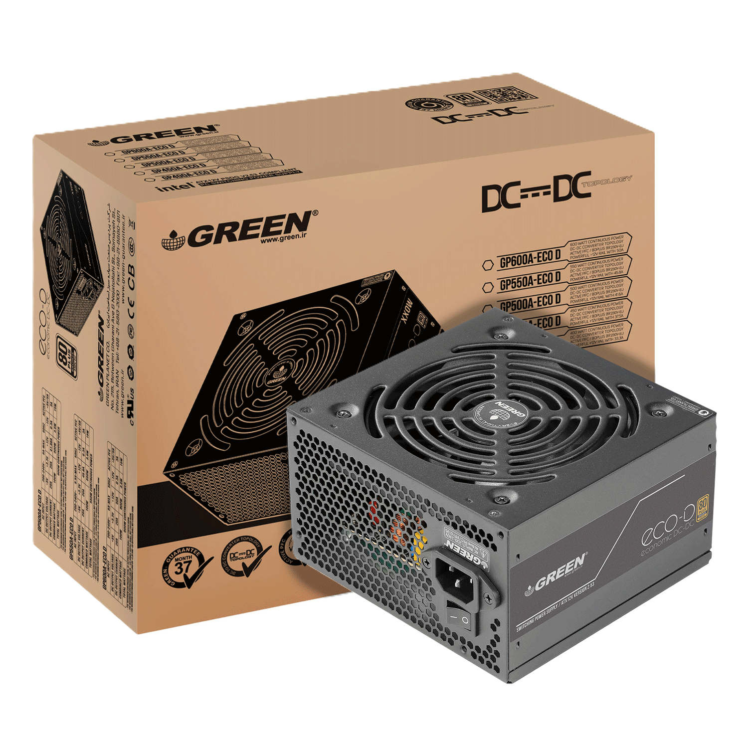 پاور غیر ماژولار گرین مدل GP600A-ECO D 600W