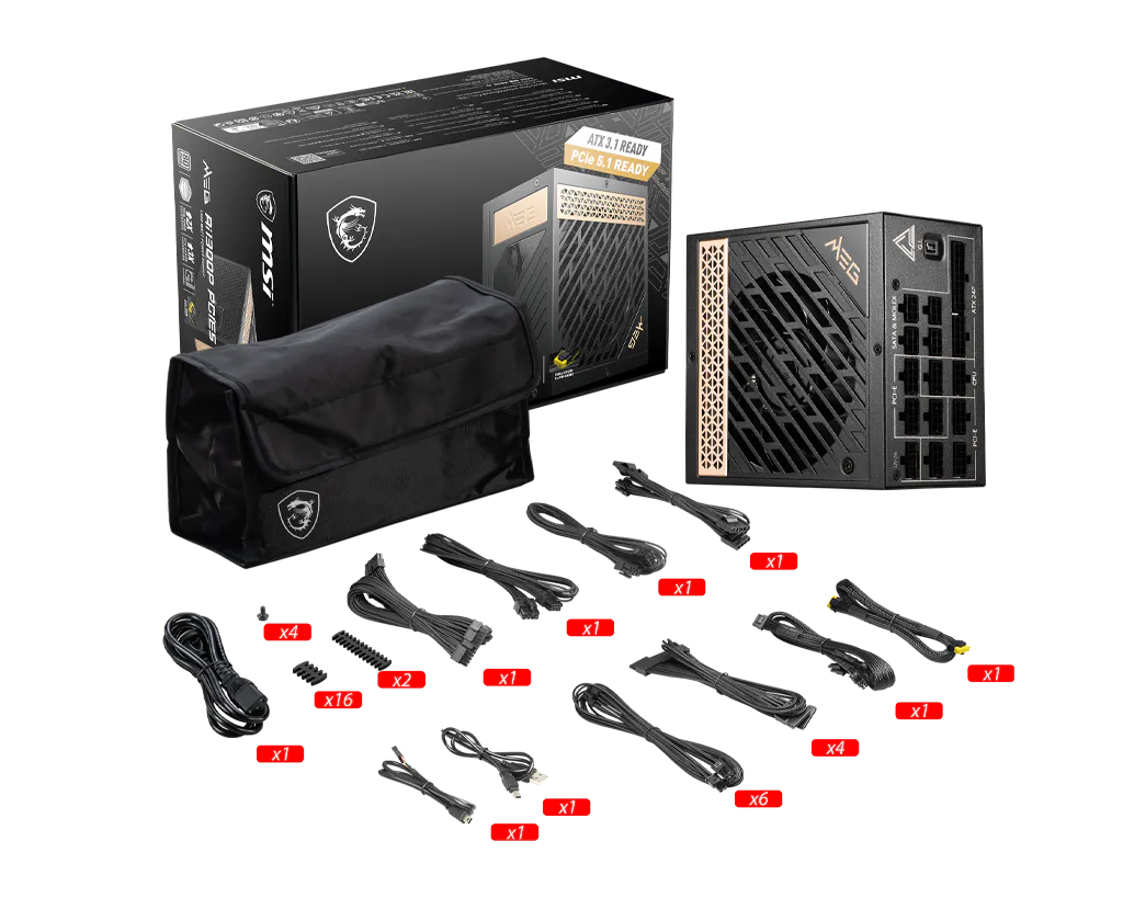 پاور ماژولار ام اس ای مدل MEG Ai1300P 1300W PCIE5 - تصویر 3