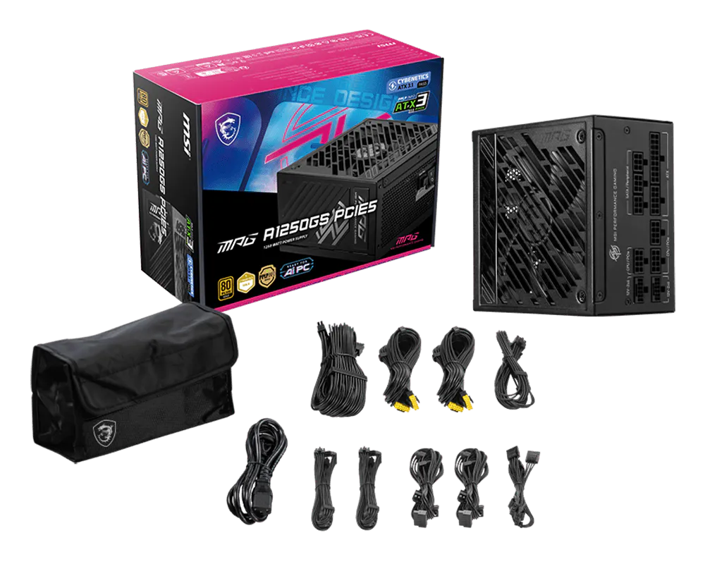 پاور ماژولار ام اس ای مدل MPG A1250GS 1250W PCIE5 - تصویر 3