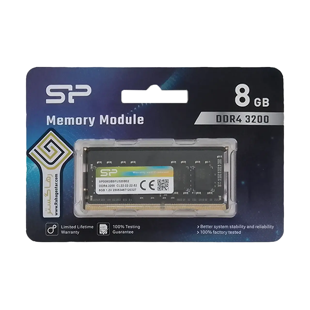 رم لپتاپی تک کاناله سیلیکون پاور مدل SODIMM ظرفیت 8 گیگابایت فرکانس 3200 مگاهرتز DDR4 - تصویر 2