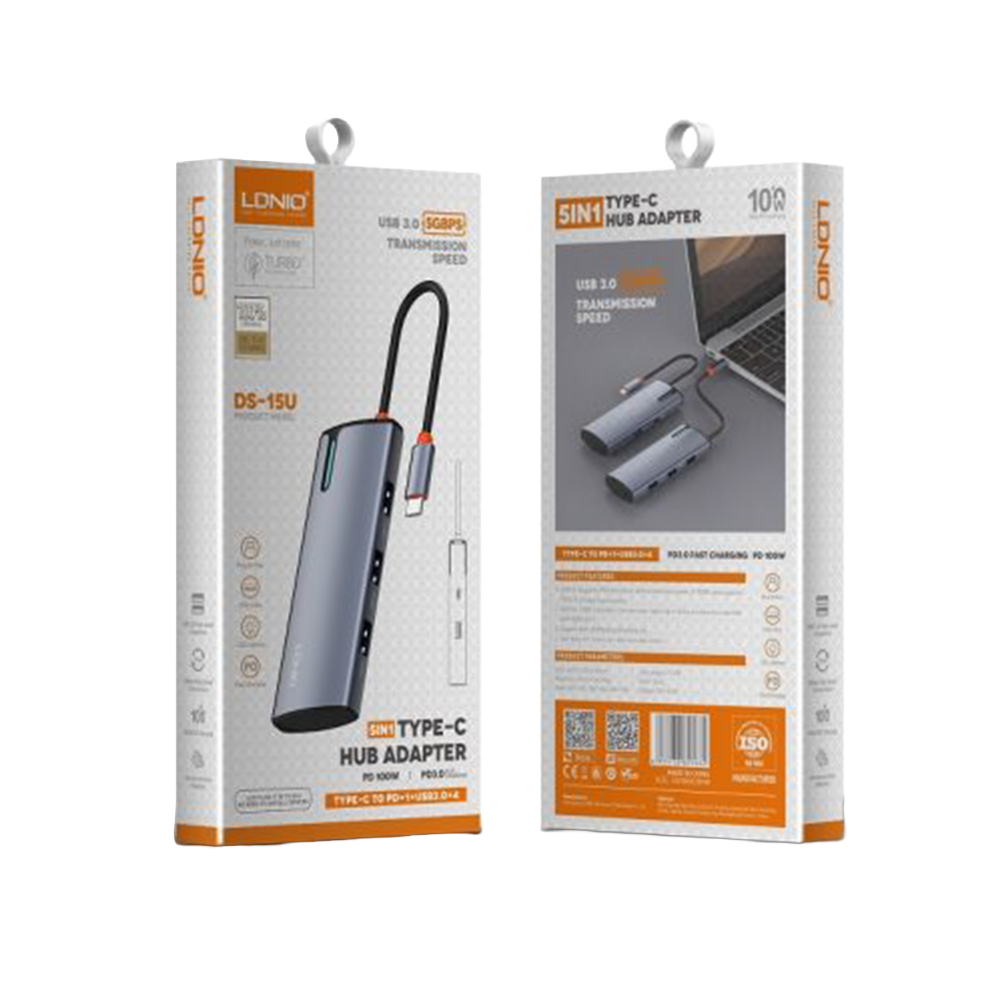 هاب 5 پورت USB-C الدینیو مدل DS-15U - تصویر 4