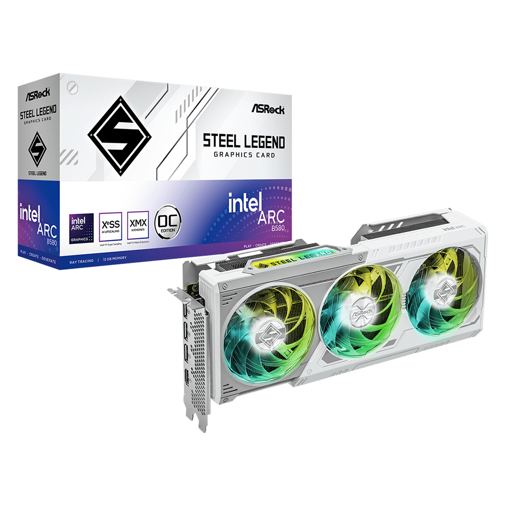 کارت گرافیک ازراک مدل Arc B580 Steel Legend 12GB OC
