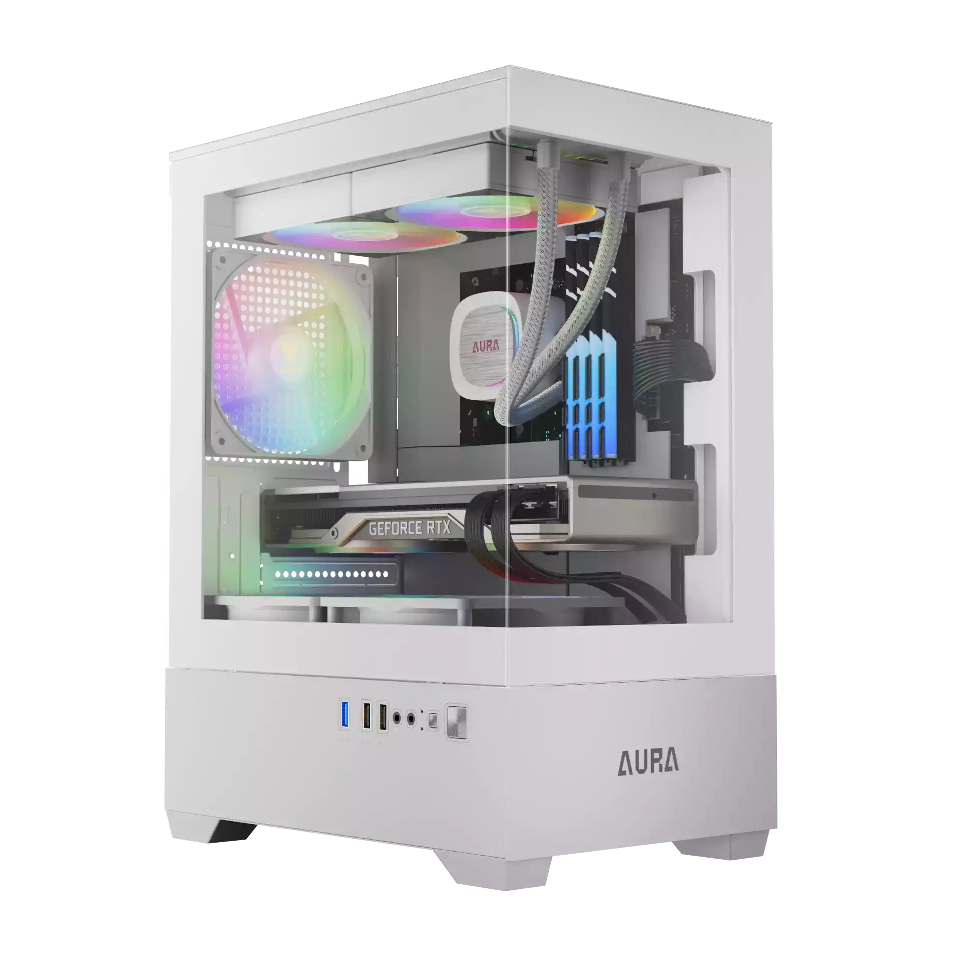 کیس گیمینگ گیم دیاس مدل AURA GC9M ARGB White