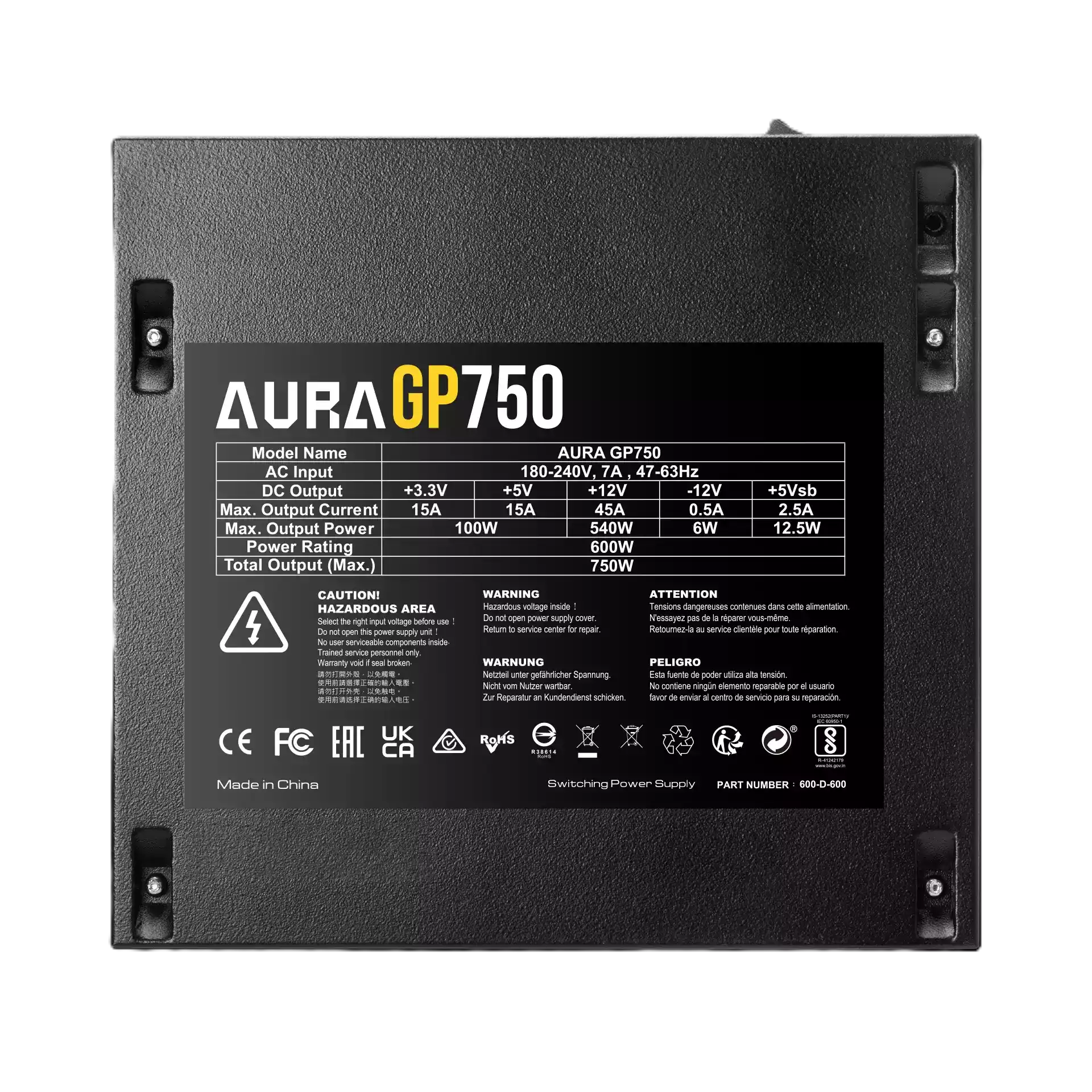 پاور غیر ماژولار گیم دیاس مدل AURA GP750 750W - تصویر 7