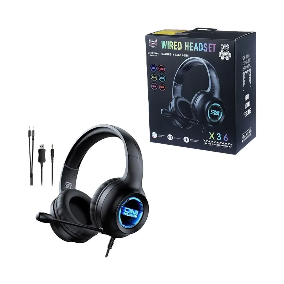 هدست با سیم اونیکوما مدل X36 RGB - تصویر 2