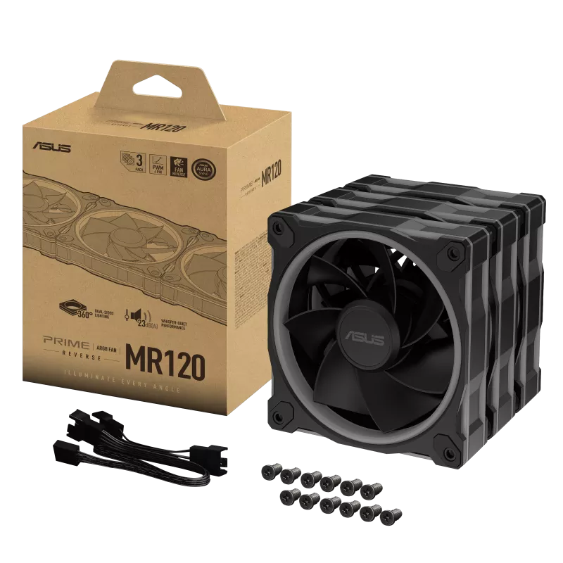 خنک کننده بادی ایسوس مدل Prime MR120 ARGB Black بسته 3 عددی - تصویر 2
