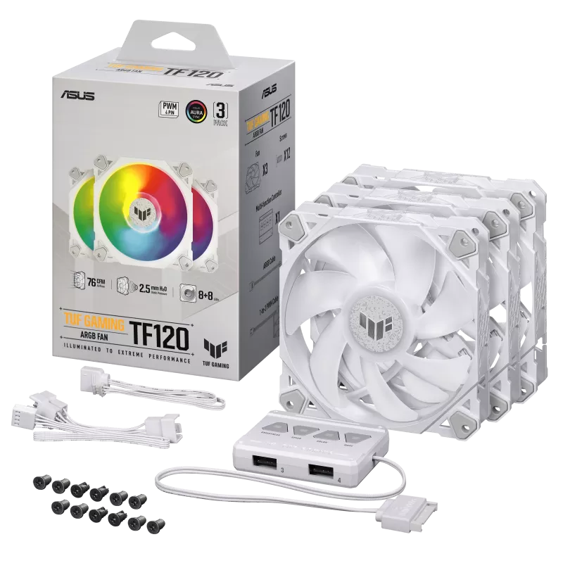 خنک کننده بادی ایسوس مدل TUF Gaming TF120 ARGB White بسته 3 عددی - تصویر 2