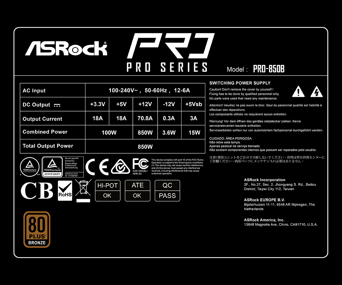 پاور غیر ماژولار ازراک مدل PRO-850B 850W - تصویر 6